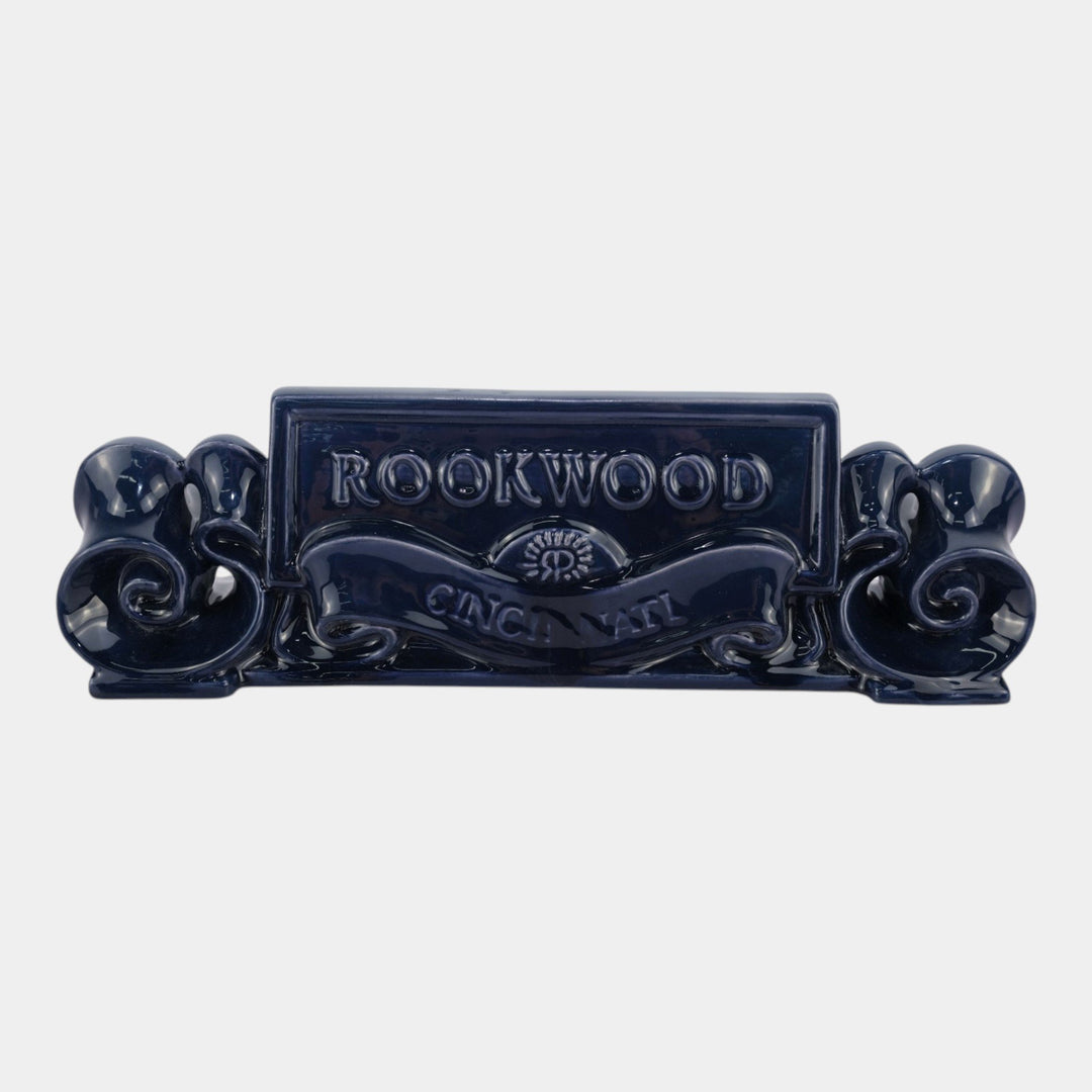 Rookwood 1998 Art Pottery High Glaze Blue Scroll Advertising Dealer Sign