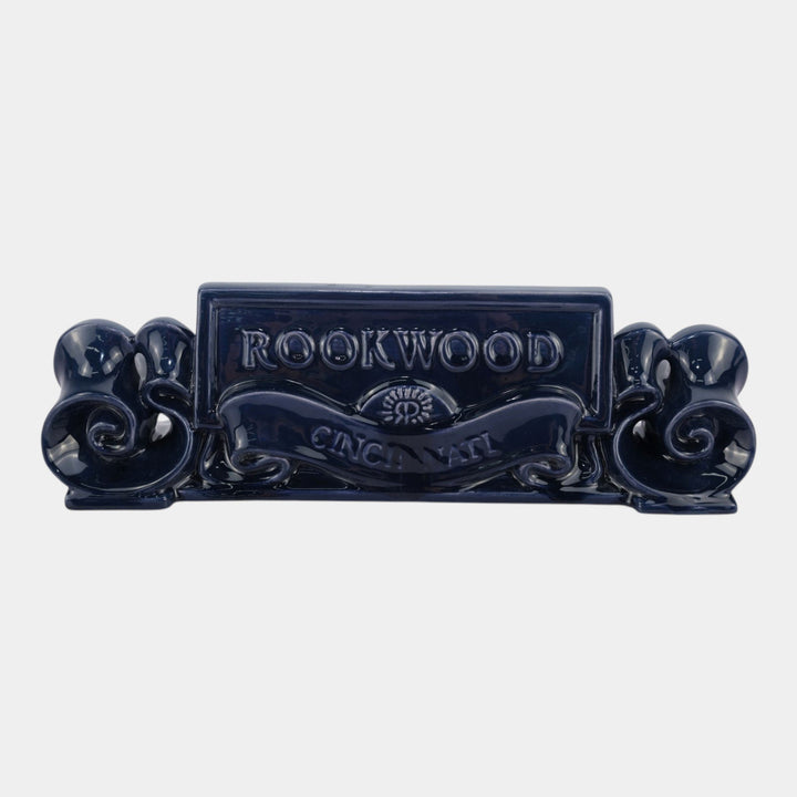 Rookwood 1998 Art Pottery High Glaze Blue Scroll Advertising Dealer Sign