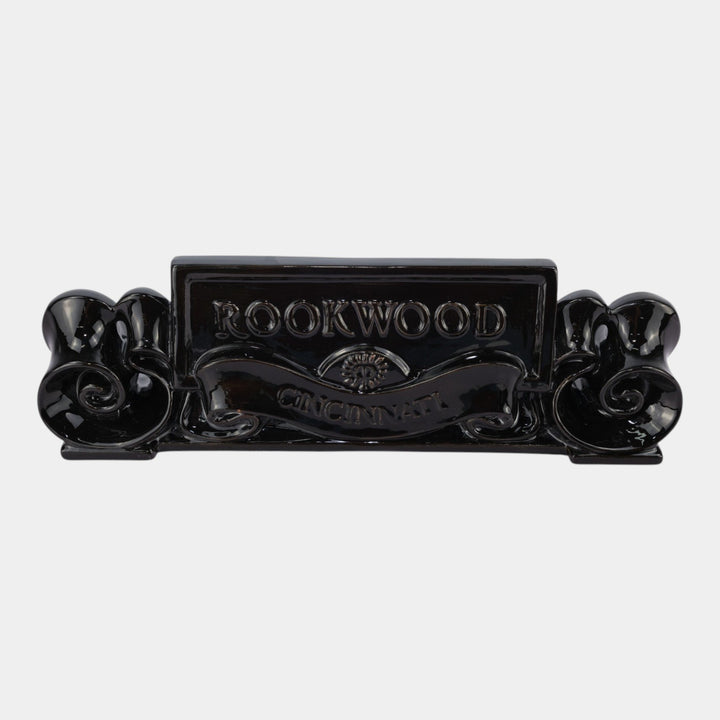 Rookwood 1998 Art Pottery High Glaze Black Scroll Advertising Dealer Sign