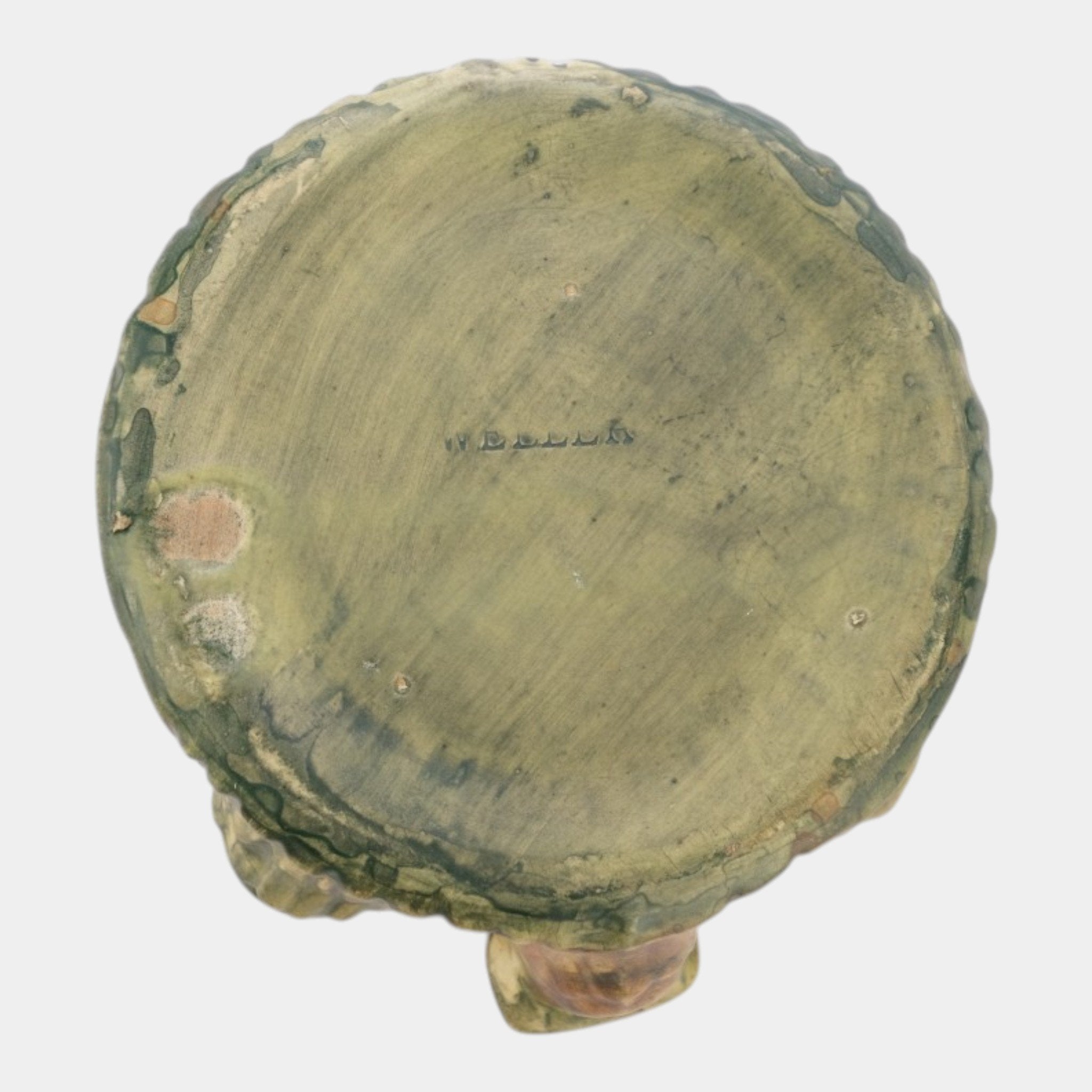 Weller Woodcraft 1920s Vintage Art Pottery Green Ash Tray Bowl