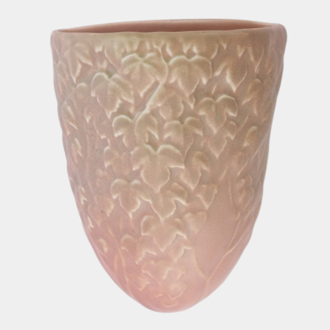Rookwood 1921 Vintage Arts And Crafts Pottery Pink Leaf Ceramic Wall Pocket 1389