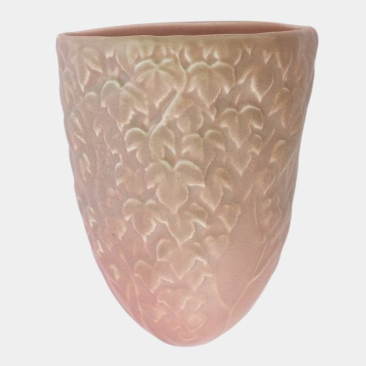 Rookwood 1921 Vintage Arts And Crafts Pottery Pink Leaf Ceramic Wall Pocket 1389