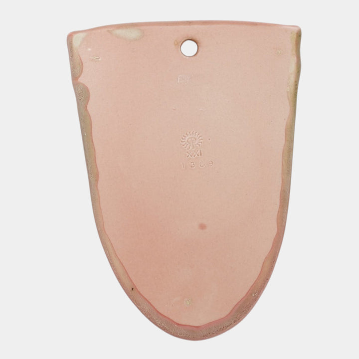 Rookwood 1921 Vintage Arts And Crafts Pottery Pink Leaf Ceramic Wall Pocket 1389