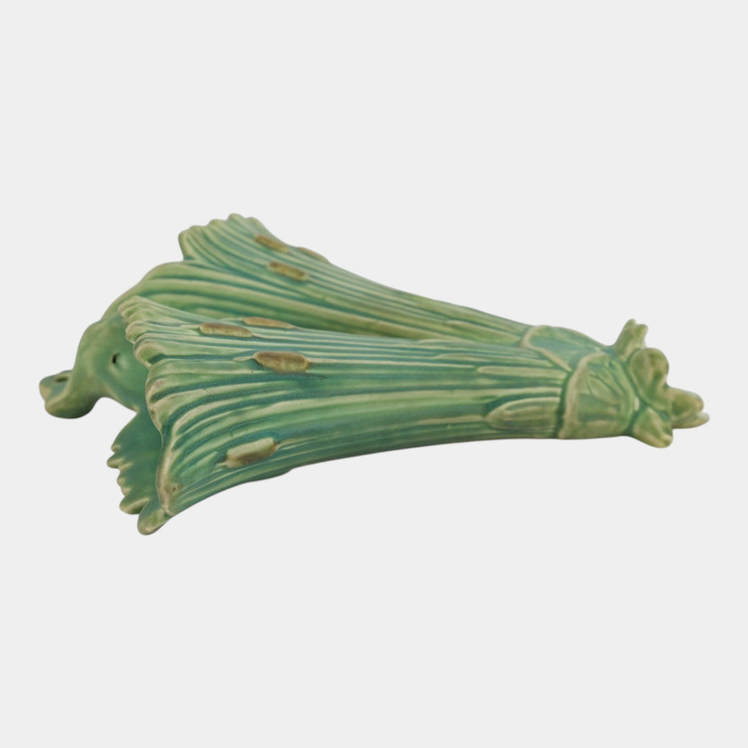Weller Ardsley 1920s Vintage Art Pottery Green Cattails Double Wall Pocket