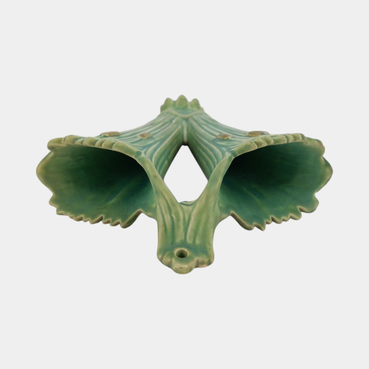 Weller Ardsley 1920s Vintage Art Pottery Green Cattails Double Wall Pocket