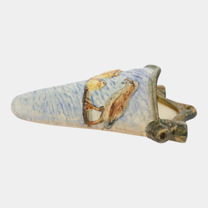 Weller Glendale Blue 1920s Vintage Art Pottery Birds And Nest Wall Pocket