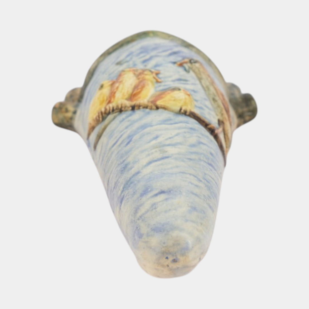 Weller Glendale Blue 1920s Vintage Art Pottery Birds And Nest Wall Pocket