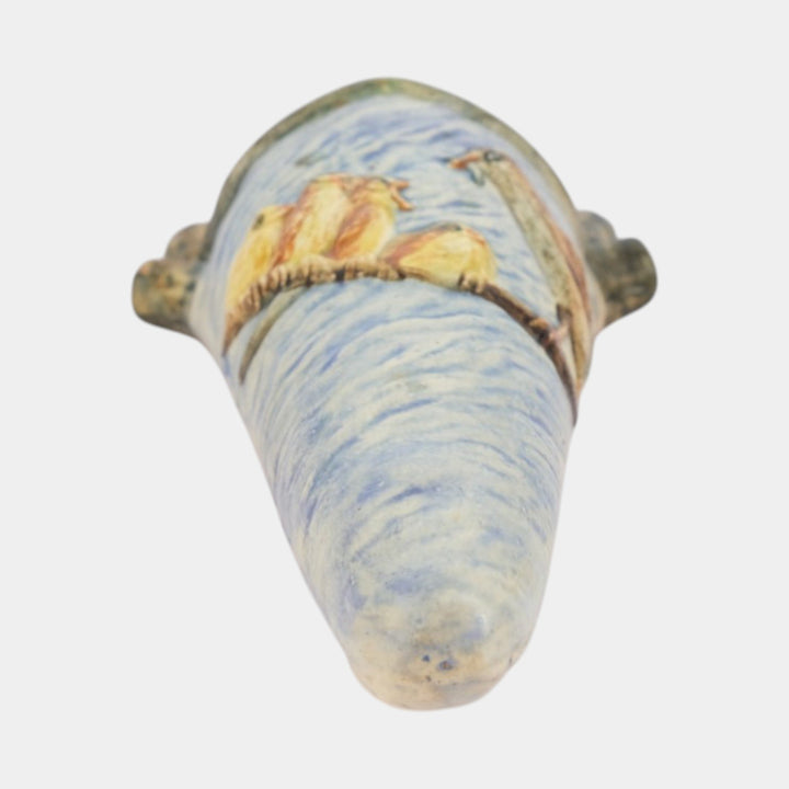 Weller Glendale Blue 1920s Vintage Art Pottery Birds And Nest Wall Pocket