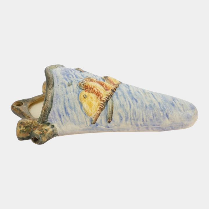 Weller Glendale Blue 1920s Vintage Art Pottery Birds And Nest Wall Pocket