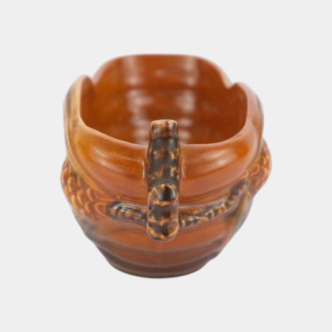 Roseville Pine Cone Brown 1940 Mid Century Modern Pottery Ceramic Planter 455-6