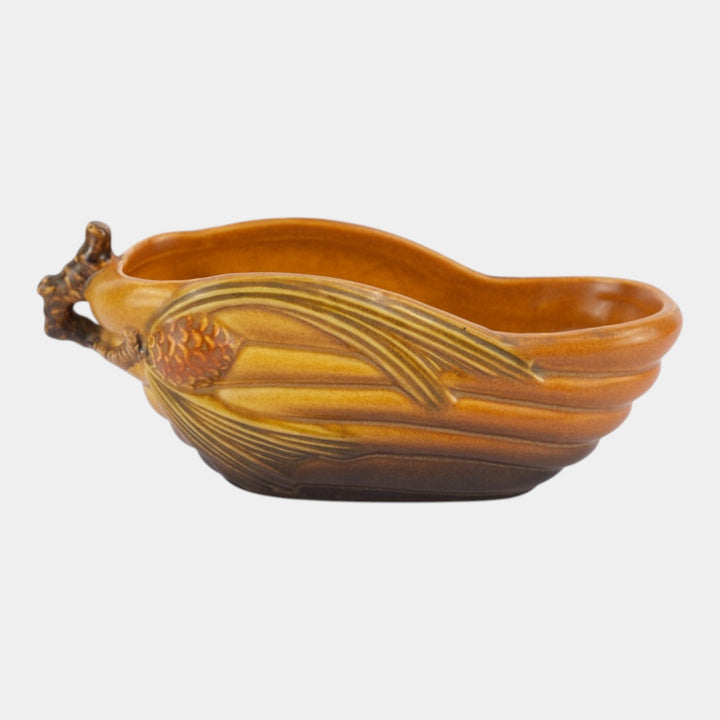 Roseville Pine Cone Brown 1940 Mid Century Modern Pottery Ceramic Planter 455-6