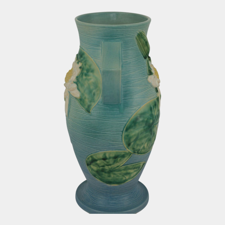 Roseville Water Lily Blue 1943 Vintage Art Deco Pottery Ceramic Floor Vase 85-18