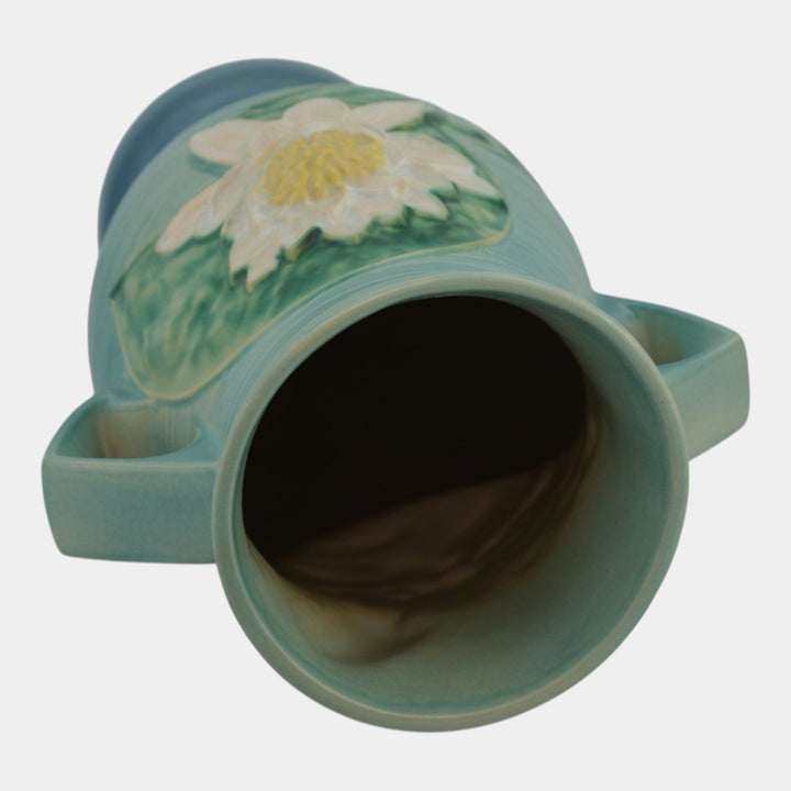 Roseville Water Lily Blue 1943 Vintage Art Deco Pottery Ceramic Floor Vase 85-18