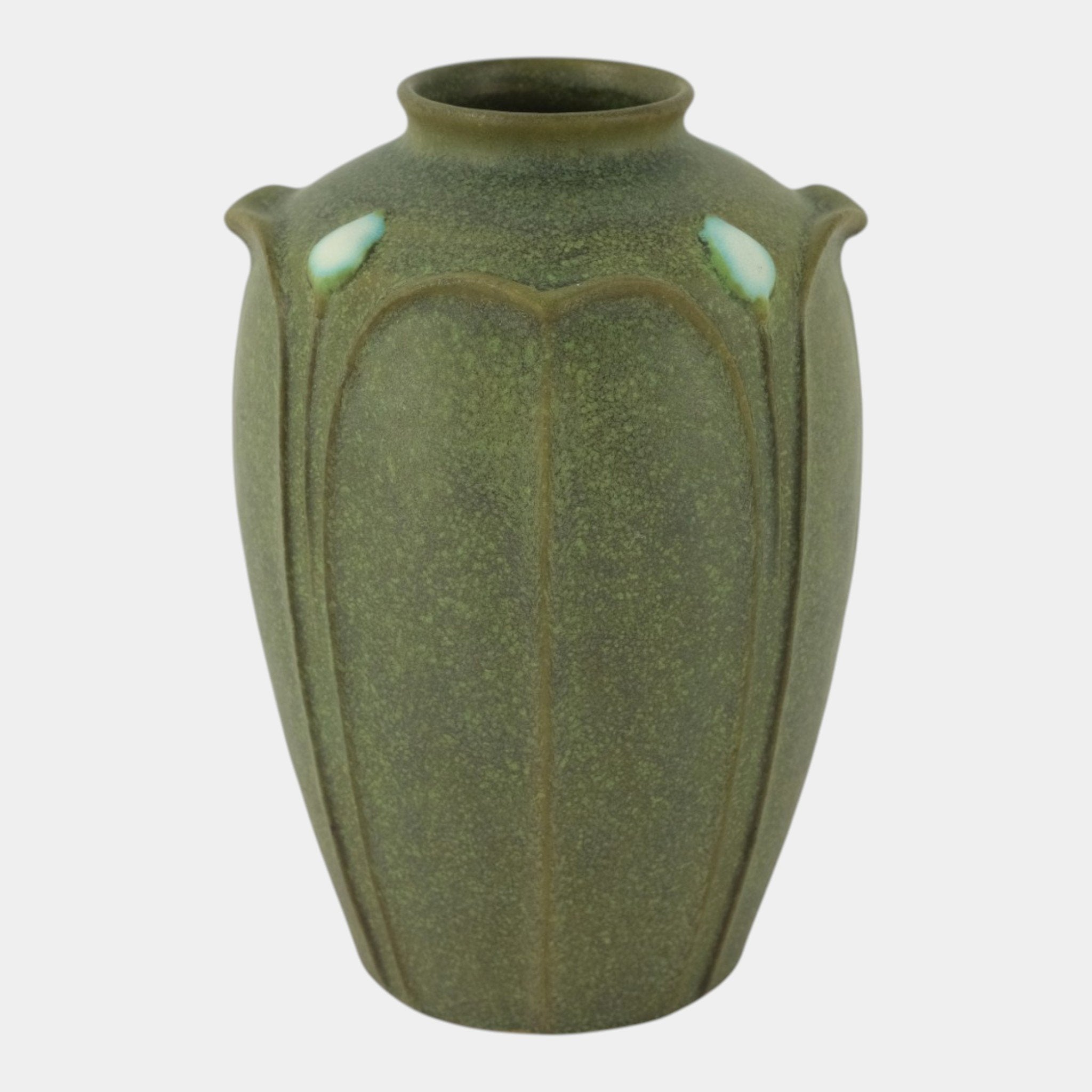 Jemerick Studio Pottery 1998 Arts And Crafts Matte Green Leaf Blue