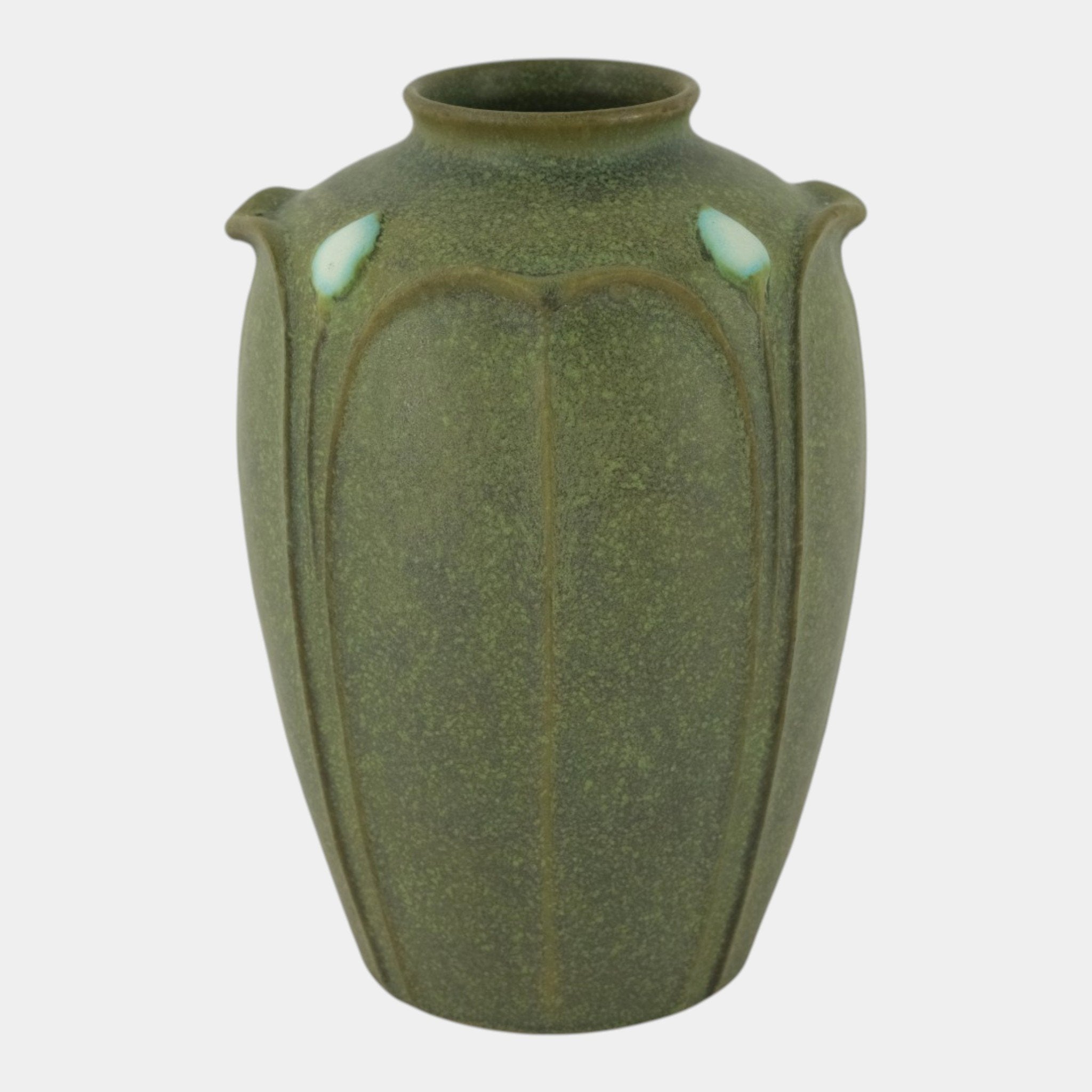 Jemerick Studio Pottery 1998 Arts And Crafts Matte Green Leaf Blue