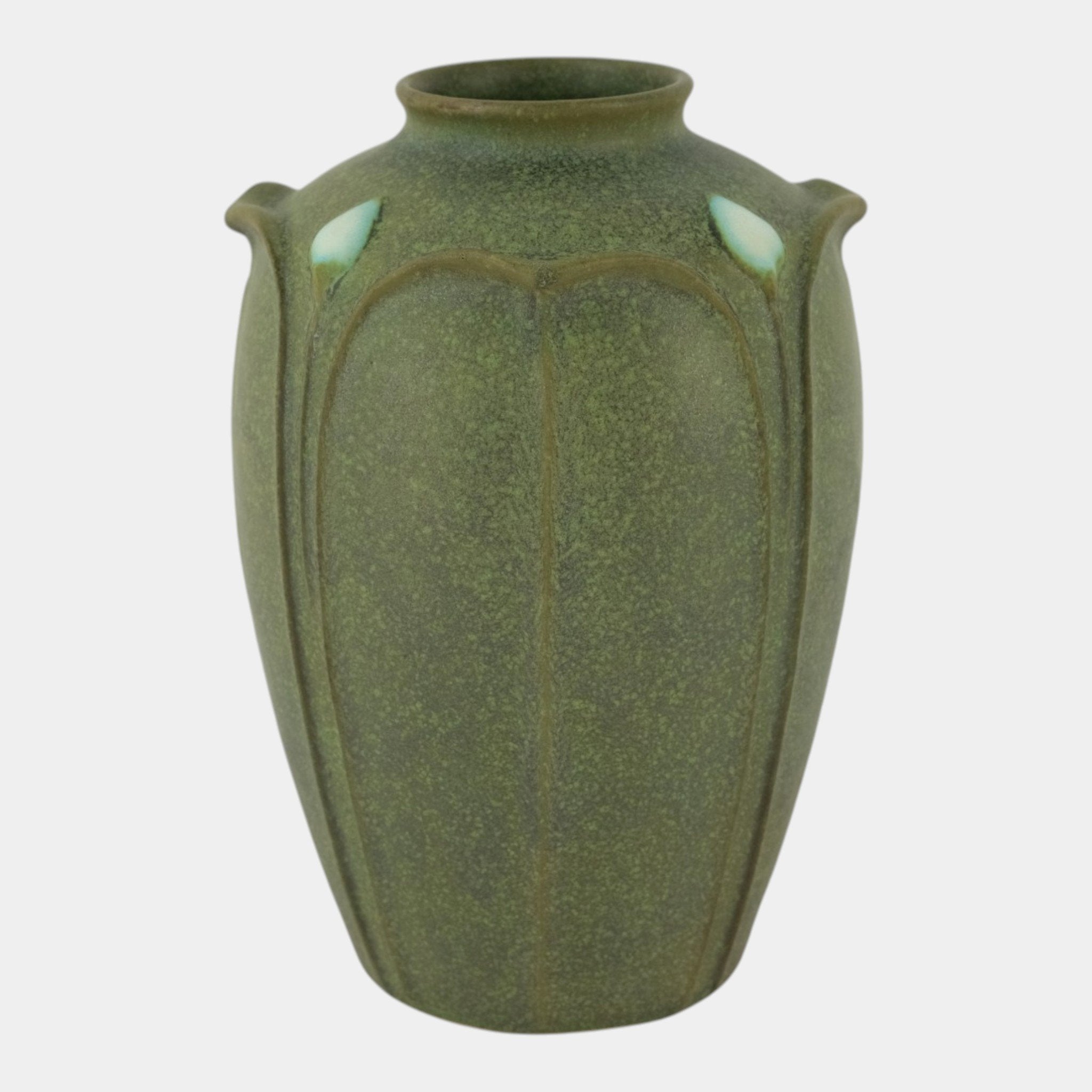Jemerick Studio Pottery 1998 Arts And Crafts Matte Green Leaf Blue