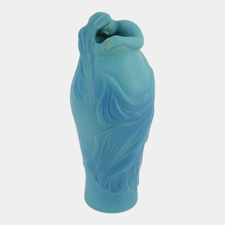 Van Briggle 1950s Vintage Art Nouveau Pottery Blue Lorelei Ceramic Vase