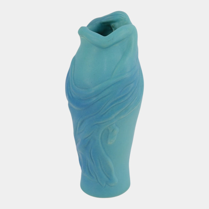 Van Briggle 1950s Vintage Art Nouveau Pottery Blue Lorelei Ceramic Vase