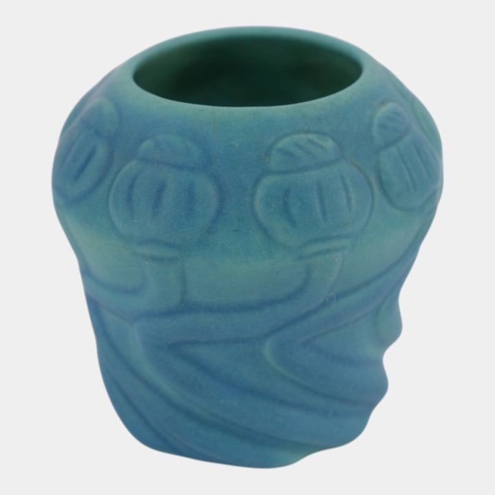 Van Briggle 1930s Vintage Arts And Crafts Pottery Blue Poppy Seed Pod Vase 21