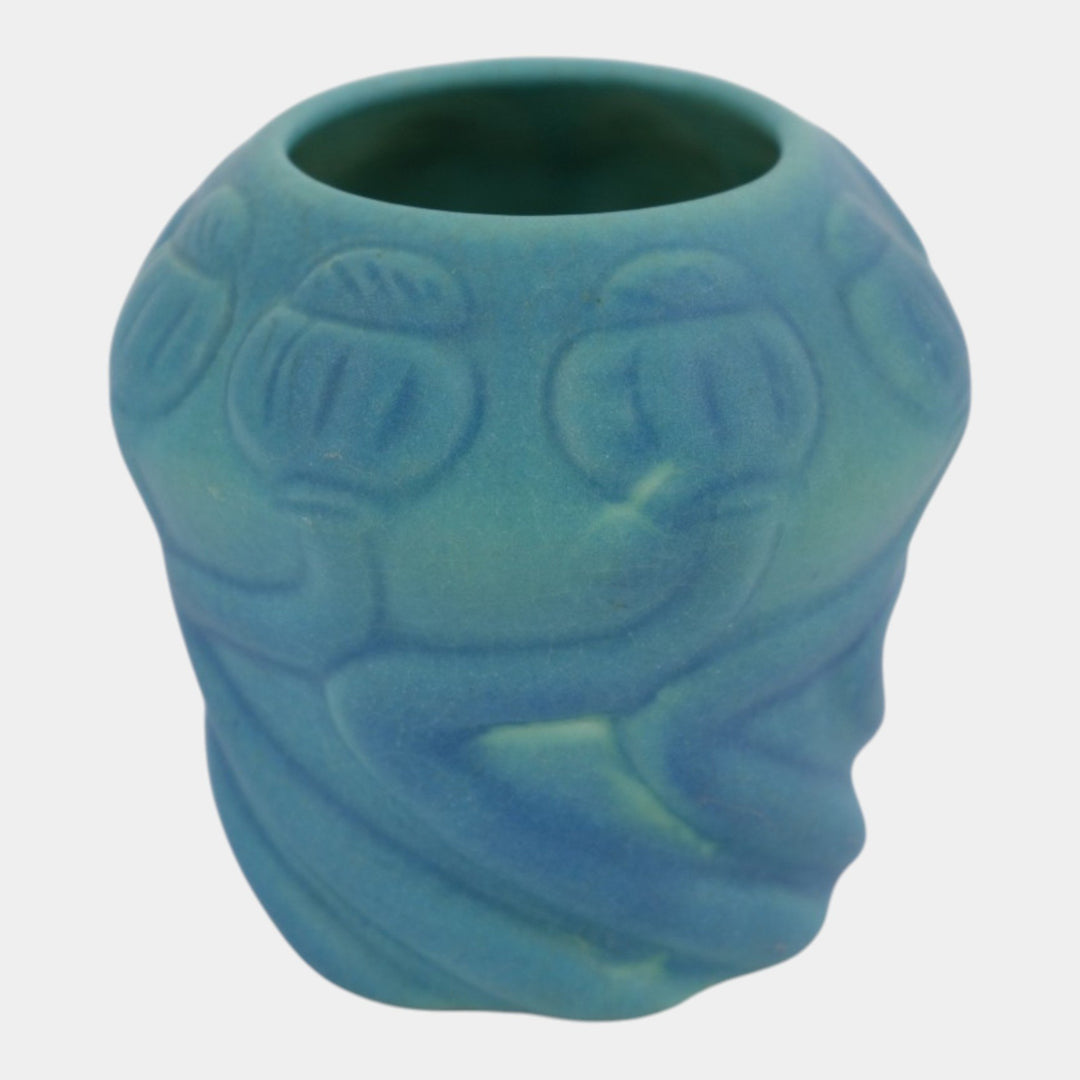 Van Briggle 1930s Vintage Arts And Crafts Pottery Blue Poppy Seed Pod Vase 21