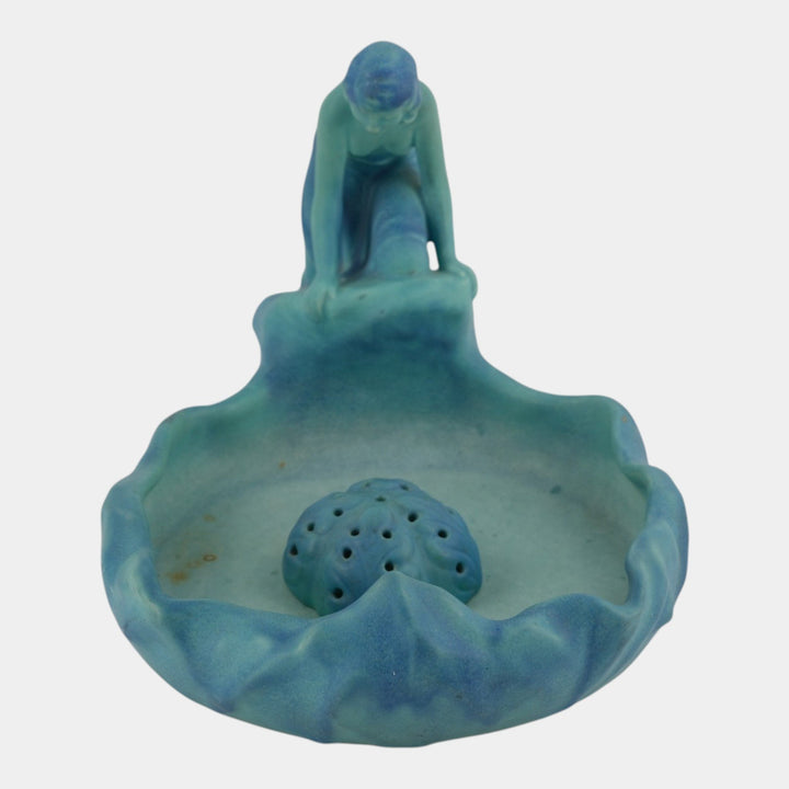 Van Briggle 1920s Vintage Pottery Lady Of The Lake Figural Bowl Flower Frog