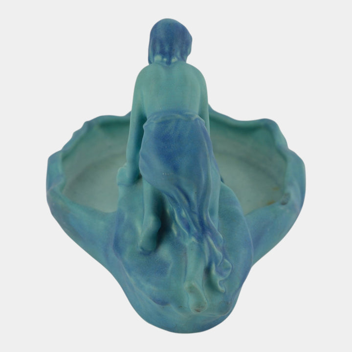 Van Briggle 1920s Vintage Pottery Lady Of The Lake Figural Bowl Flower Frog