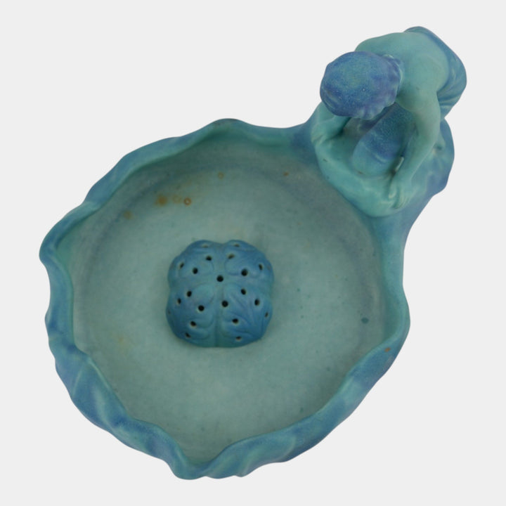Van Briggle 1920s Vintage Pottery Lady Of The Lake Figural Bowl Flower Frog