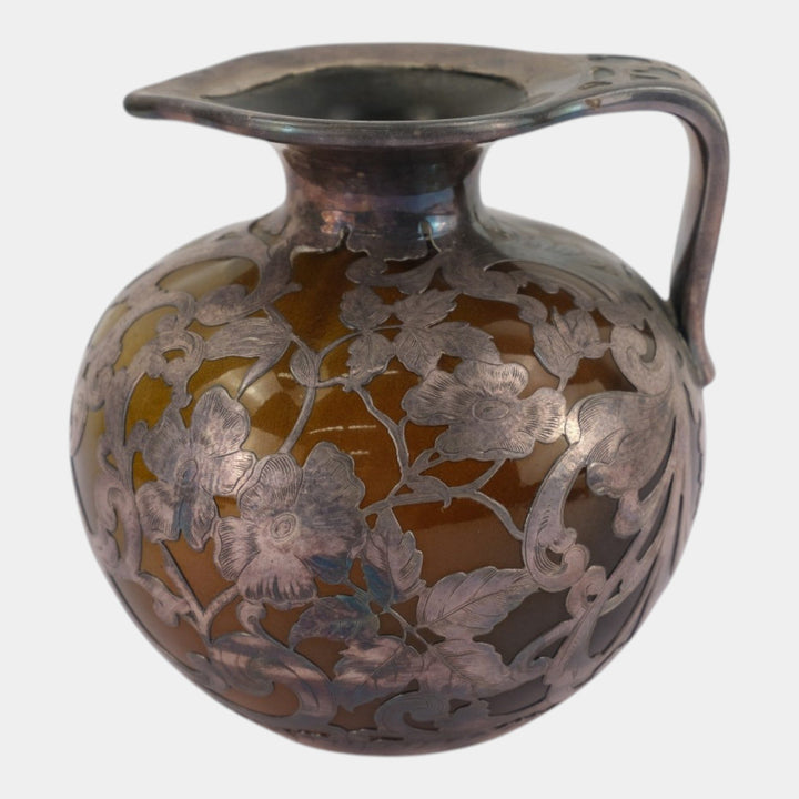 Rookwood 1893 Art Pottery Silver Overlay Standard Glaze Pitcher 668 Strafer