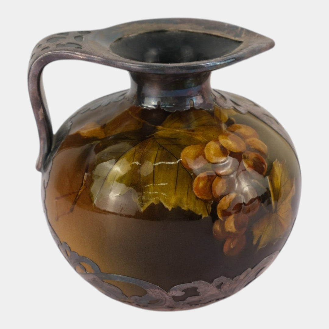 Rookwood 1893 Art Pottery Silver Overlay Standard Glaze Pitcher 668 Strafer