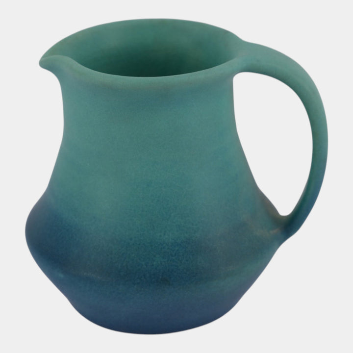 Van Briggle 1930s Ming Blue Art Pottery Handled Cream Pitcher Creamer Jug Ewer
