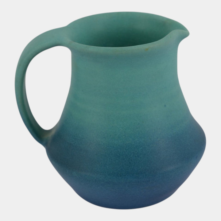Van Briggle 1930s Ming Blue Art Pottery Handled Cream Pitcher Creamer Jug Ewer