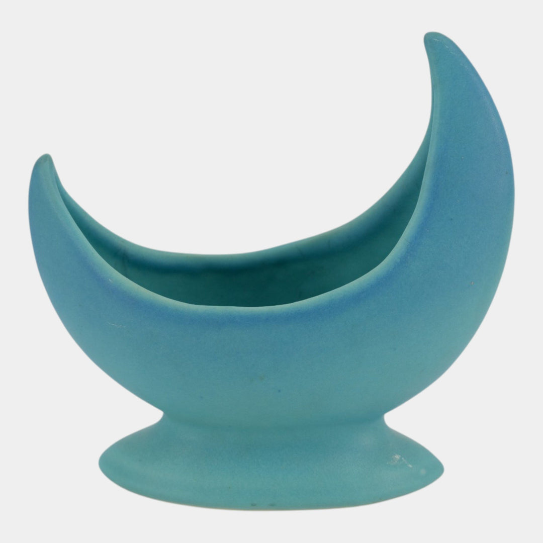 Van Briggle 1940s Mid Century Modern Matte Turquoise Crescent Moon Art Pottery Planter