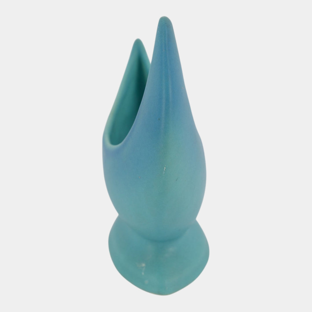 Van Briggle 1940s Mid Century Modern Matte Turquoise Crescent Moon Art Pottery Planter