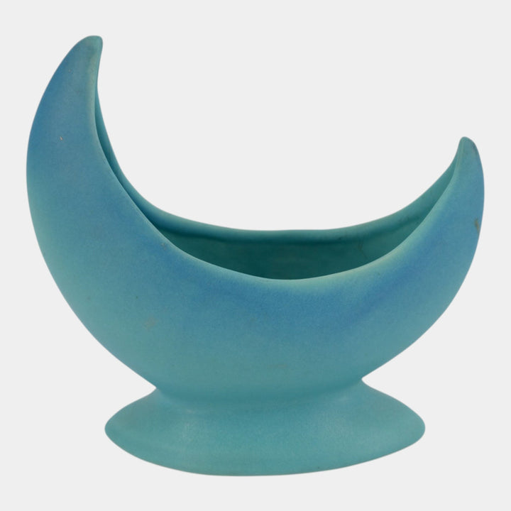 Van Briggle 1940s Mid Century Modern Matte Turquoise Crescent Moon Art Pottery Planter