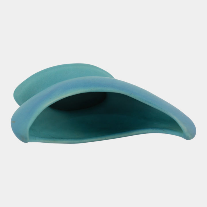 Van Briggle 1940s Mid Century Modern Matte Turquoise Crescent Moon Art Pottery Planter