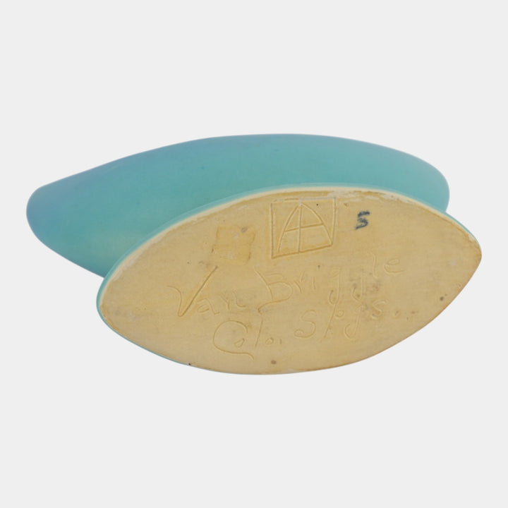 Van Briggle 1940s Mid Century Modern Matte Turquoise Crescent Moon Art Pottery Planter