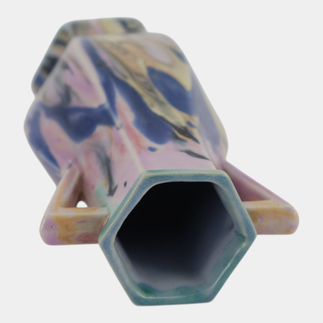Mueller Pottery Illinois 1920s Vintage Art Deco Pottery Handled Ceramic Vase