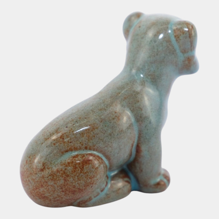 Nicodemus Pottery Turquoise Brown Lion Cub Figural Art Pottery Animal Figurine