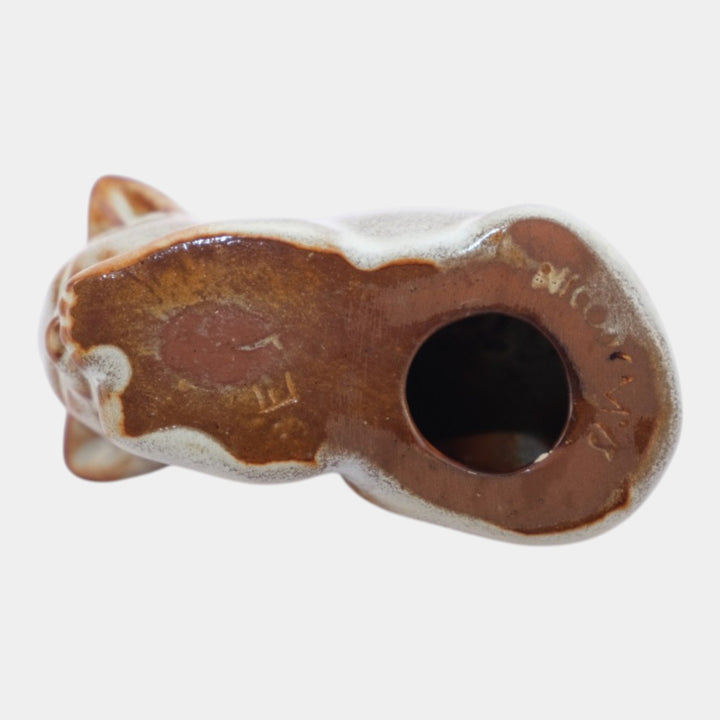 Nicodemus Pottery Glossy Brown Sleeping Kitten Figural Art Pottery Cat Figurine