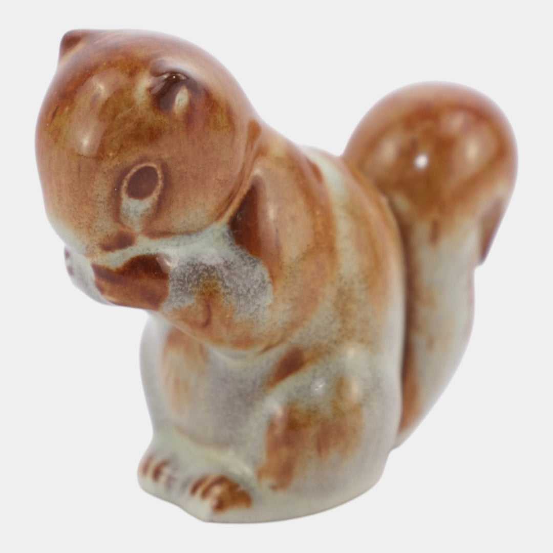 Nicodemus Pottery Glossy Brown Squirrel Figural Art Pottery Animal Figurine