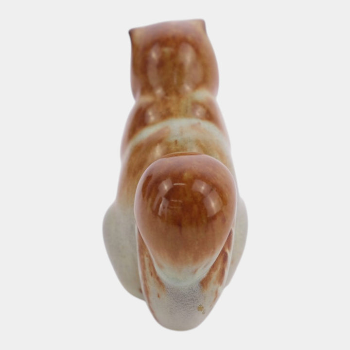 Nicodemus Pottery Glossy Brown Squirrel Figural Art Pottery Animal Figurine