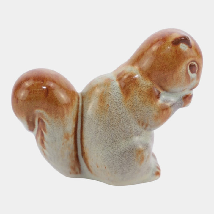 Nicodemus Pottery Glossy Brown Squirrel Figural Art Pottery Animal Figurine