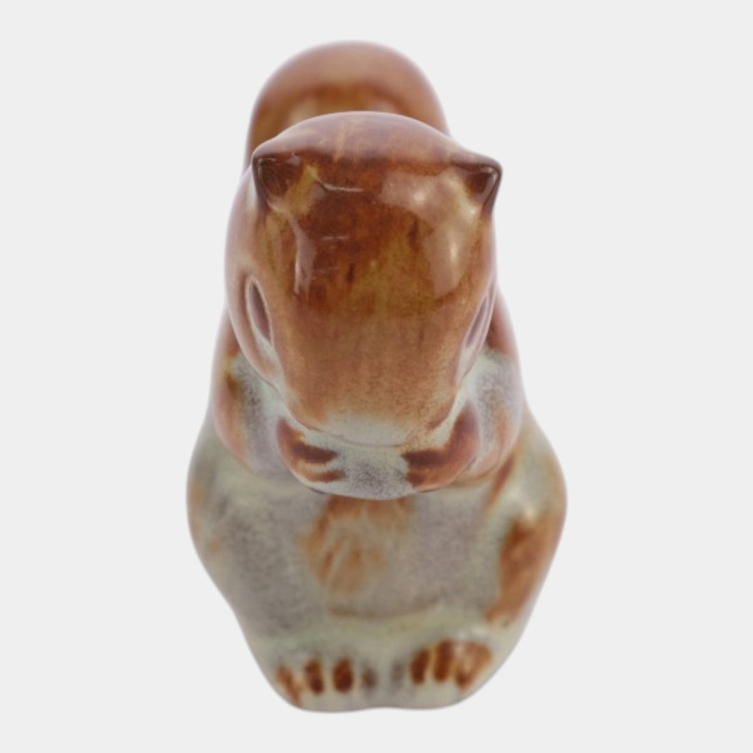 Nicodemus Pottery Glossy Brown Squirrel Figural Art Pottery Animal Figurine
