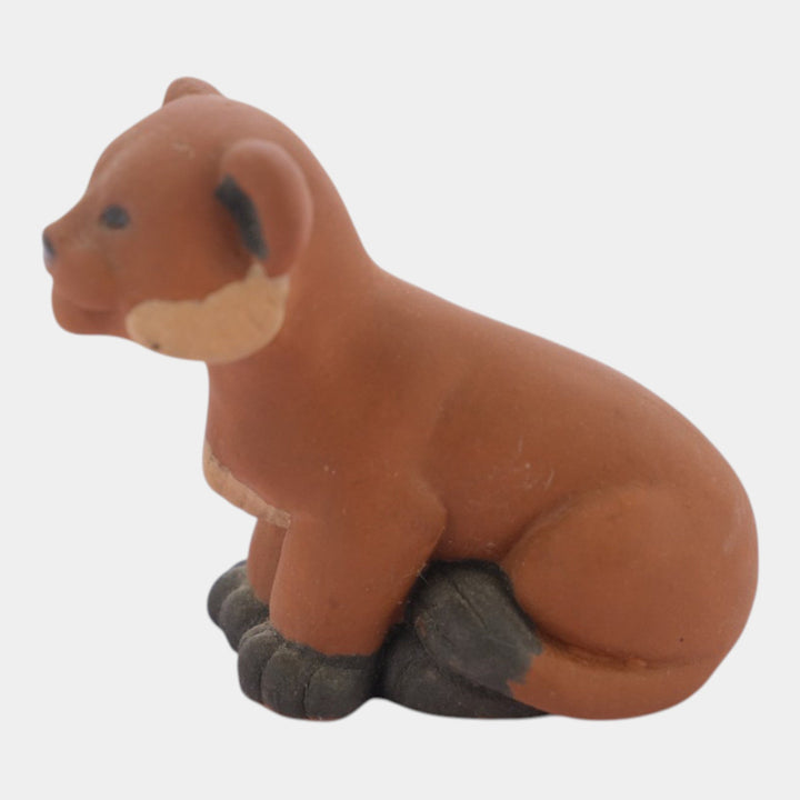 Nicodemus Vintage Art Pottery Brown Ceramic Lion Cub Figurine