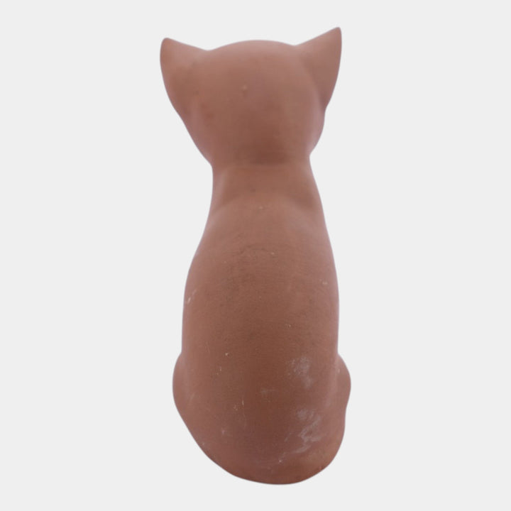 Nicodemus Pottery Matte Brown Seated Kitten Figural Art Pottery Cat Figurine