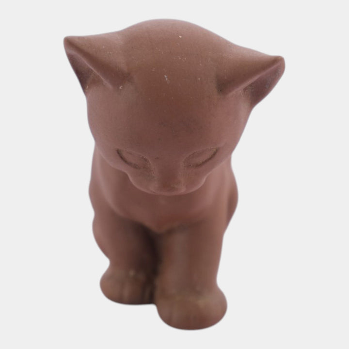 Nicodemus Pottery Matte Brown Seated Kitten Figural Art Pottery Cat Figurine