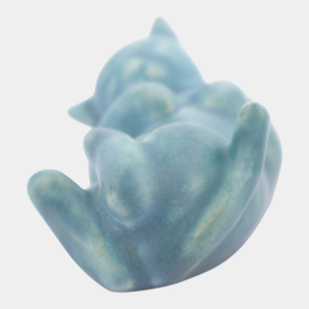Rookwood 1945 Art Pottery Matte Blue Cat Ceramic Paperweight Figurine 6661