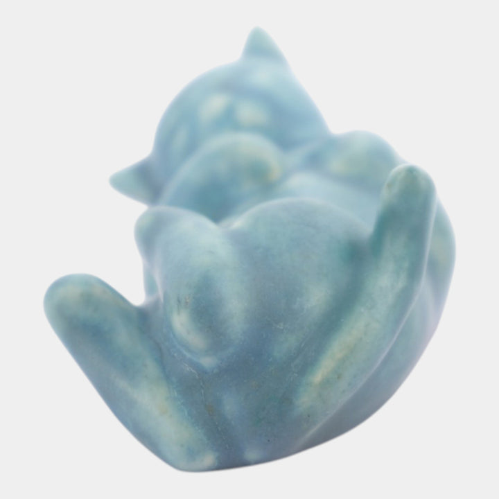 Rookwood 1945 Art Pottery Matte Blue Cat Ceramic Paperweight Figurine 6661