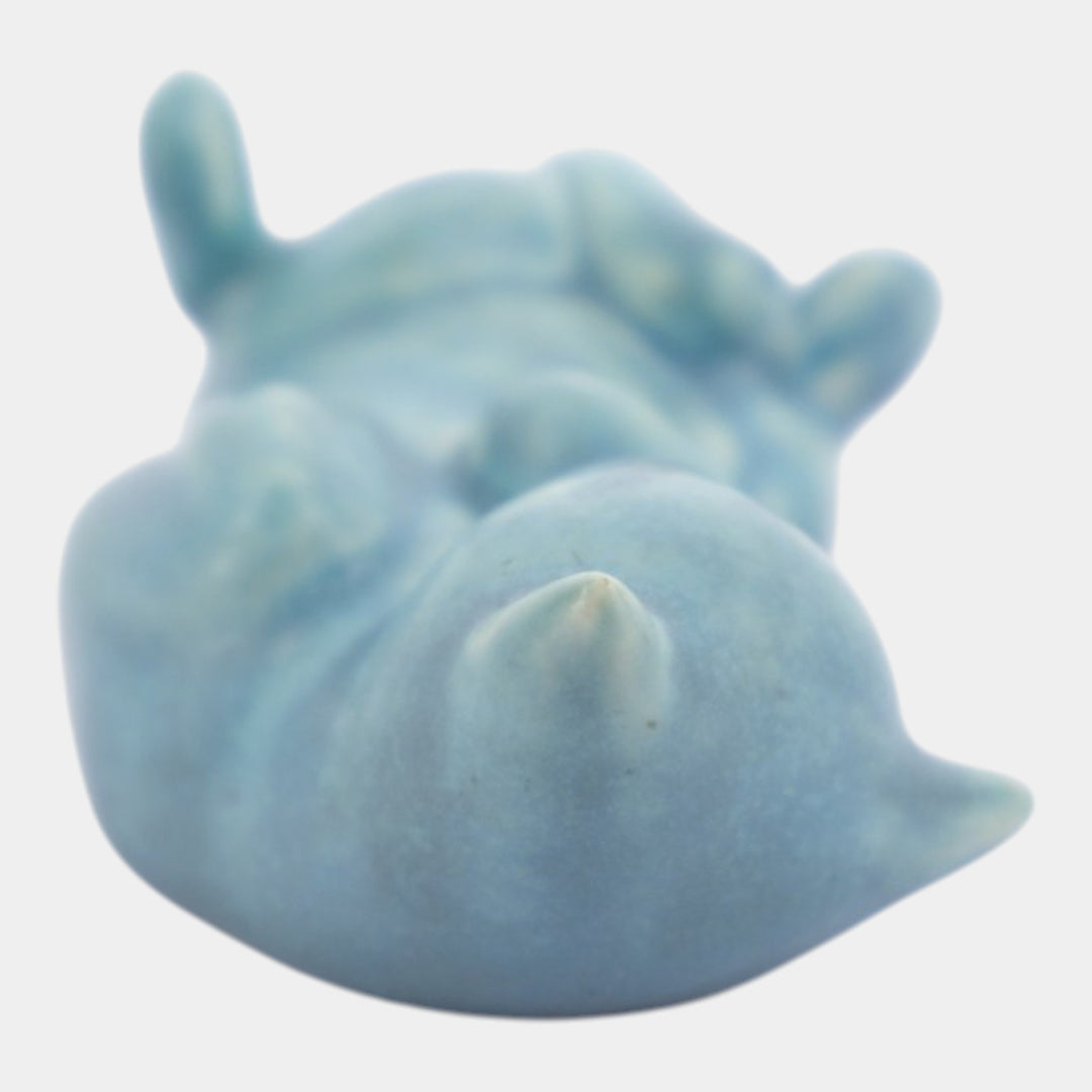 Rookwood 1945 Art Pottery Matte Blue Cat Ceramic Paperweight Figurine 6661