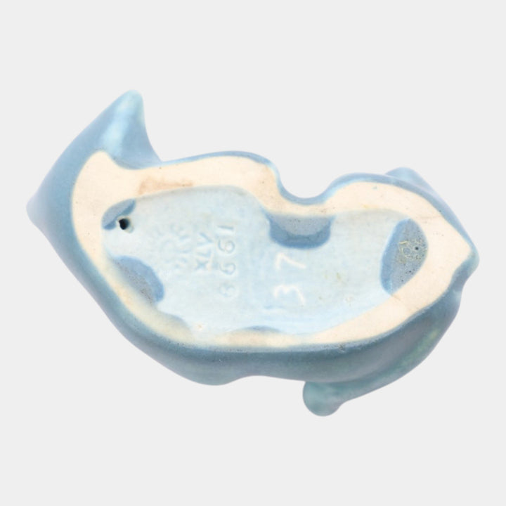Rookwood 1945 Art Pottery Matte Blue Cat Ceramic Paperweight Figurine 6661
